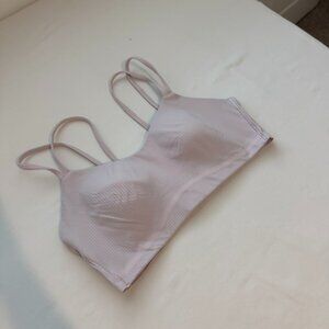Lululemon Light Pink Ribbed Strappy Sports Bra Yoga Workout Athleisure Top
